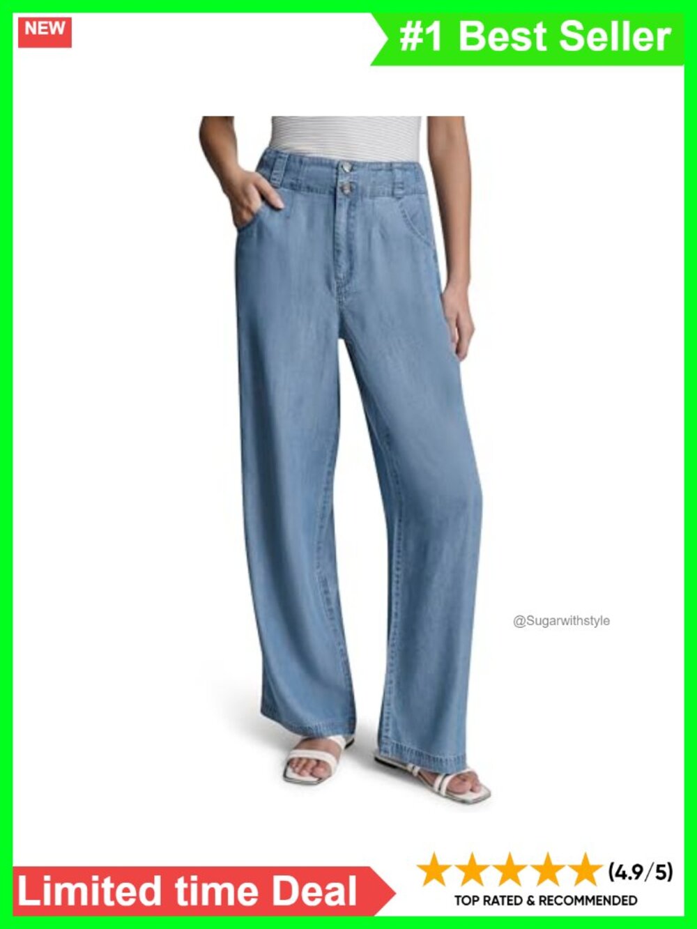 DKNY High Rise Wide Leg Relaxed Casual Pants